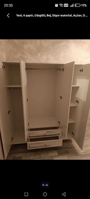 qapi avropa: Yeni, 4 qapılı, Güzgülü, Bej, Digər material, Açılan, Düz dolab — 2