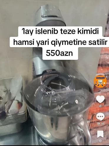 Mətbəx üçün stasionar mikser – paslanmayan poladdan böyük qab, üst — 1