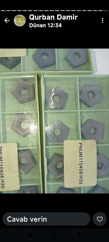 Потолок: Torna/freze üçün dəyişdirilə bilən kəsici lövhəciklər (insertlər) — 10