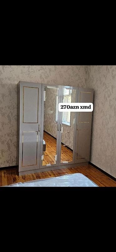 Güzgülü paltar şkafı - 4 qapılı model: orta hissədə 2 ədəd tam ölçülü lalafo.az -da Güzgülü paltar şkafı - 4 qapılı model: orta hissədə 2 ədəd tam ölçülü