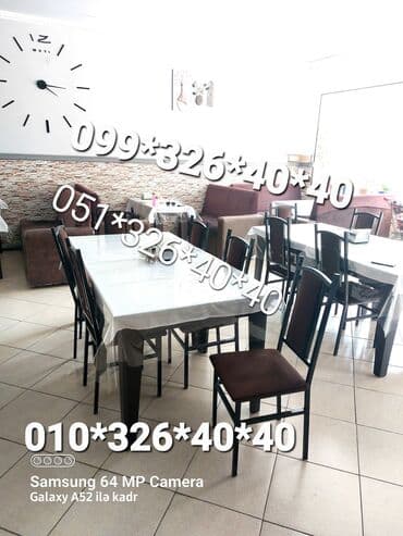 Masa və oturacaq dəstləri: Qonaq otağı üçün, Yeni, Açılan, Dördbucaq masa, 6 stul — 4