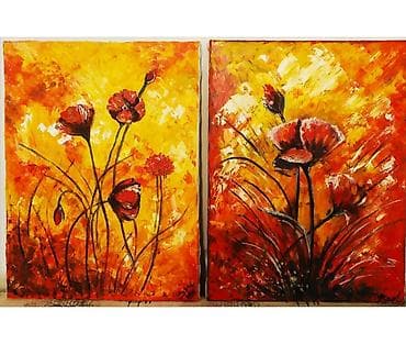 İki hissədən ibarət yagli tablo dəsti - Texnika: akril boya, palitra