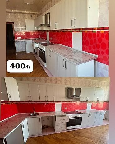 eşya: Mətbəx mebeli satılır 400₼. ölçü bilinmir. Üzərində qaz moyka — 1