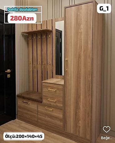 dolab ucuz: Dəhliz dolabı dəsti – G_1 modeli - Material: ağac fakturalı laminat — 1