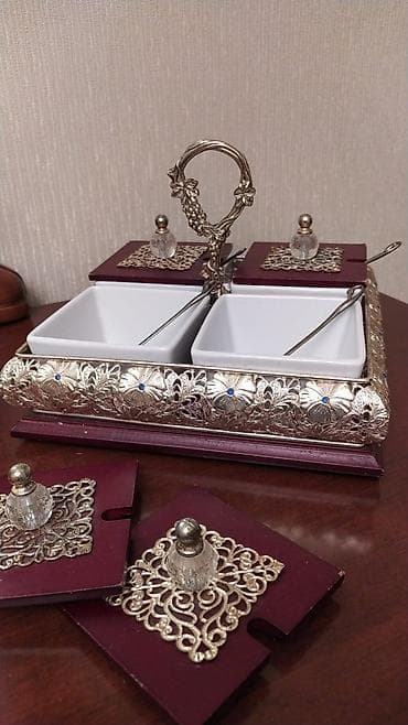 qelem qablari: Zərif dizaynlı 4 bölməli ədviyyat/çəkmə qabı dəsti - Material: ağ — 6