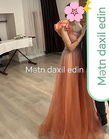 atlas kofta: Zərif gecə/libas – tül ətəkli, birqollu dizayn - Rəng — 1