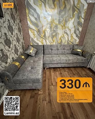 Künc divan – La Mini - Ölçülər: 260 × 160 sm - Mexanizm: açılan