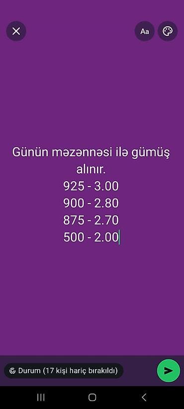 Gümüş alışı – günün məzənnəsinə uyğun. Qəbul edilən probalar və lalafo.az -da Gümüş alışı – günün məzənnəsinə uyğun. Qəbul edilən probalar və
