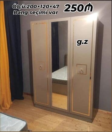 Açılan, 3 qapılı Düz dolab, Qarderob, paltar dolabı