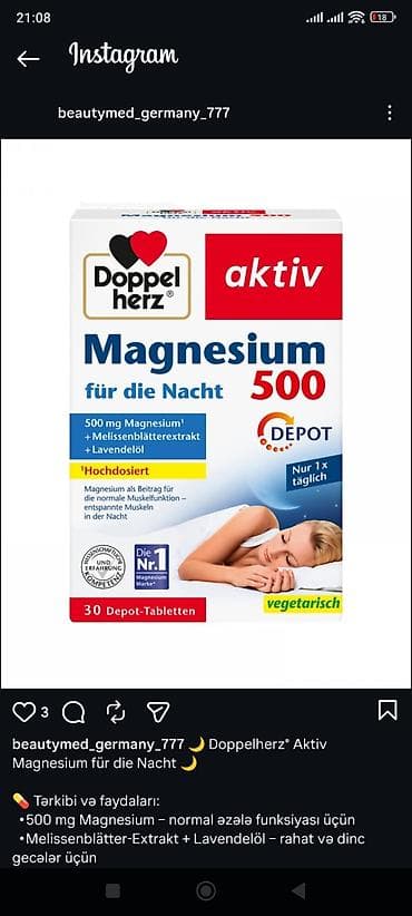 magnesium tablet: Almaniyadan almışam. Tam originaldır. Doppelherz firmasının başqa — 1