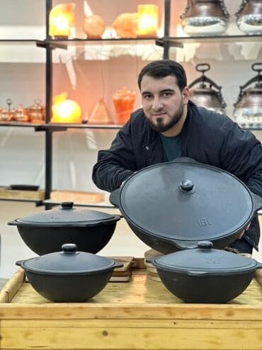 qazan qab: Aş qazanı, rəng - Qara, Çuqun — 1