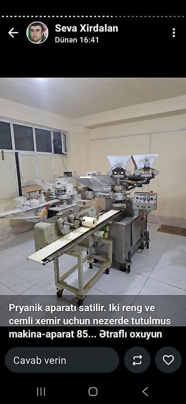 Moyka avadanlığı: Şirniyyat aparatı iki rəng xəmir və içi cemli kündə vurur 3 faza 1 — 1