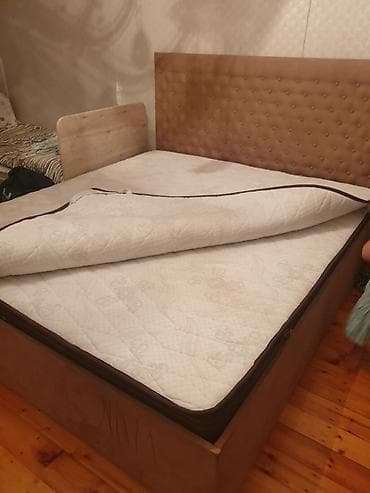 İki nəfərlik çarpayı və üstündə ortopedik döşək - Ölçü: təxmini — 3
