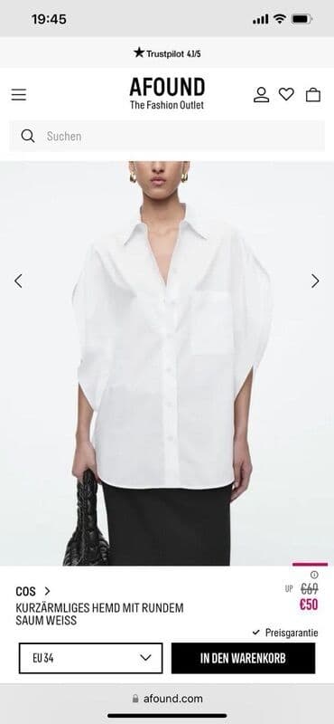 женские кроссовки для бега: COS markalı qadın köynəyi – qısaqol, ağ rəng. - Model: Kurzärmliges — 1