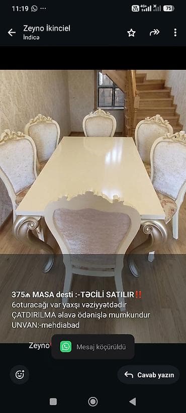 *375₼ MASA desti :-TƏCİLİ SATILIR‼️* 6oturacağı var yaxşı — 1