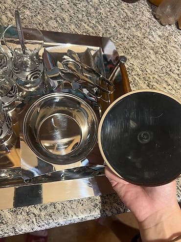Çay dəsti, rəng - Gümüşü, Metal — 4