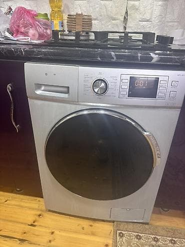 Avto xidmətlər: Avtomat paltaryuyan maşın – ön yükləməli, gümüşü korpus, iri qapılı — 2