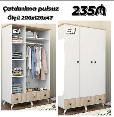 skafi: Yeni, 3 qapılı, Siyirməli, Ağ, Açılan, Düz dolab — 1