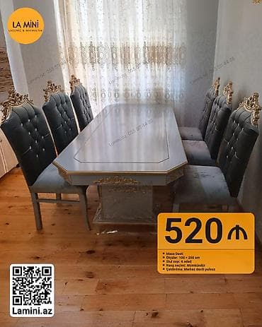 Qonaq otağı üçün, Açılmayan, Dördbucaq masa, 6 stul — 1