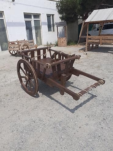 heyet stolari: Taxta dekorativ araba (iki təkərli) - Material: tam ağacdan — 5