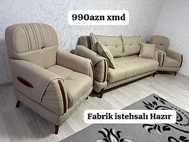 - Fabrik istehsalı hazır yumşaq mebel dəsti - Dəst: 1 ədəd 3‑nəfərlik