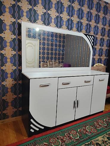 plastik komod: Mebel dəsti – vitrin şkafı və güzgülü komod - Üslub: müasir klassik — 4
