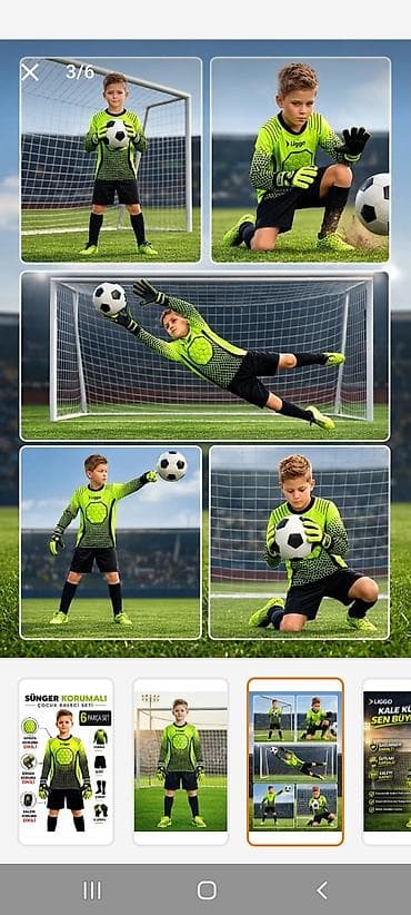 futbol corabı: Uşaq qapıçı dəsti – Liggo markası, 6 parça set Tərkib: - Forma — 3