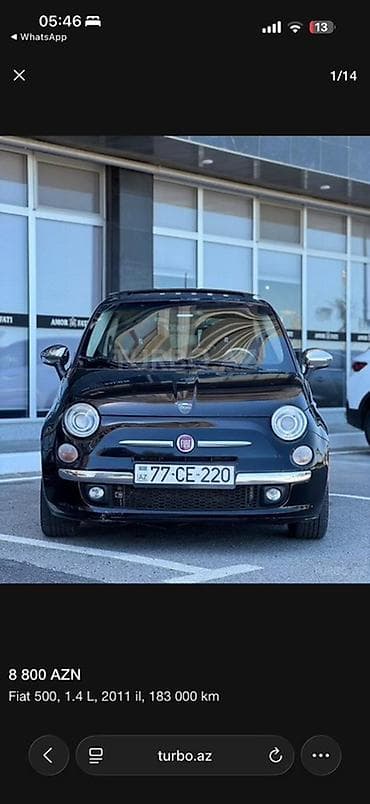 Продажа авто: Fiat 500: 1.4 л | 2011 г. 183000 км Хэтчбэк — 3