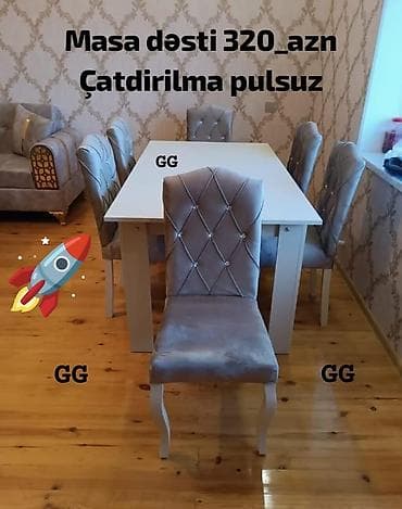 Yeni, Dördbucaq masa, 6 stul