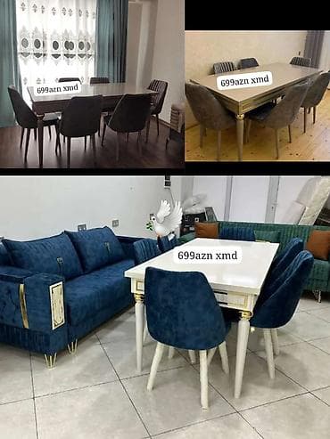 stul uzluk: Qonaq otağı üçün, Yeni, Dördbucaq masa, 6 stul — 1