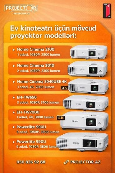 İşlənmiş Qısa fokuslu Proyektor Epson, Ödənişli çatdırılma — 2