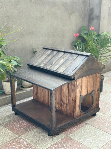 pişik cütləşmə: Taxta pişik evi və açıq istirahət meydançası - Material: təbii ağac — 1