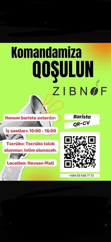 Gözəllik Salonları: Barista tələb olunur, Təcrübəsiz — 1