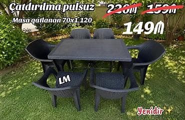 Bağ və açıq məkan üçün masa-stul dəsti. Dəstə 1 ədəd qatlanan masa və