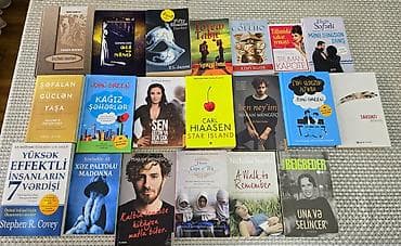 Müxtəlif janrlarda böyük kitab kolleksiyası. Qiymətlərini yalnız sms