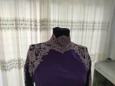 Нижнее белье: Bənövşəyi rəngdə zərif ziyafət/libas - Model: uzun ətəkli, tam qollu — 7