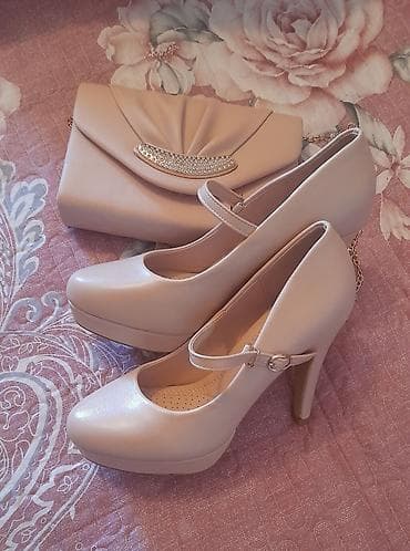 dəri ayaqqabi: Tuflilər, Ölçü: 40, rəng - Bej, İşlənmiş — 1