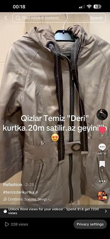 ziyafet geyimleri: Qadın geyimləri kolleksiyası - Qızlar üçün “deri” effektli kapüşonlu — 1