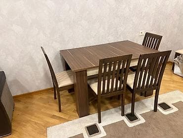 dairevi masa: Qonaq otağı üçün, Açılmayan, Dördbucaq masa, 6 stul — 3