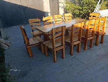 giris qapi: Açıq havada istifadə üçün ağac yemək dəsti - Tərkib: 1 böyük — 3