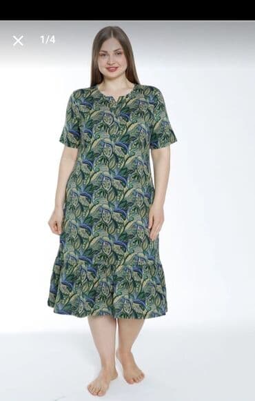 Yarpaq naxışlı qadın donu - Model: A-siluet, dizaynda təbii yarpaq