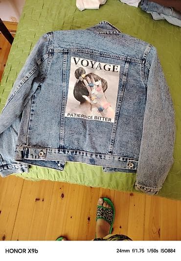 jeans: Qadın geyim dəsti – Cins gödəkcə və qatl vaxtlı ətəklər - Cins — 1