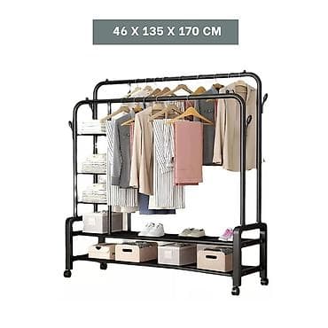 İki səviyyəli mobil paltar asılqanı və çoxfunksiyalı rəf sistemi - — 3