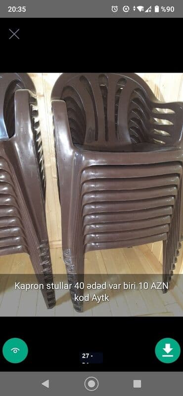 ikinci el şfaner: Masa stol stul sekillerde qiymət məlumat qeyd olunub unvan Gence — 9