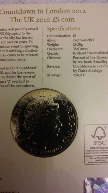 qizil onluq qiymeti 2020: Медно-никелевая монета 5 фунтов Elizabeth II, Countdown to London — 2