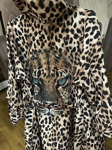 baş ortusu: Leopar naxışlı xalat/kimono - Brend: Betcory (etiket üzərində) - — 2