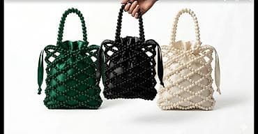 İnci və muncuq detallı qadın çantaları - Model: Torba tipli, yığma