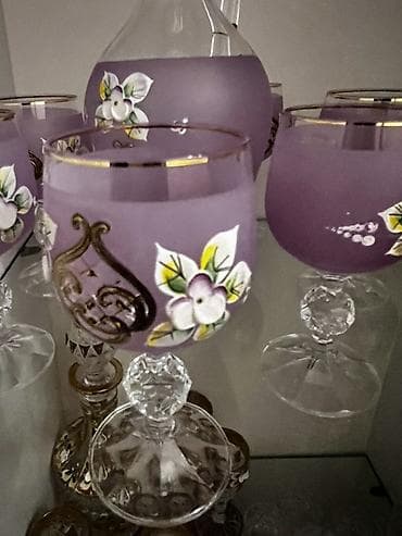 nabor: Bənövşəyi dekorativ şüşə dəst - 1 ədəd qrafin və 6 ədəd ayaqlı — 2