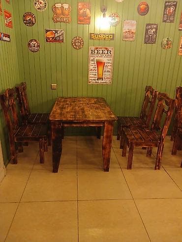 kafe stol: (10 dənə stol ancaq komplektnən satılır) Rustik üslubda taxta — 1