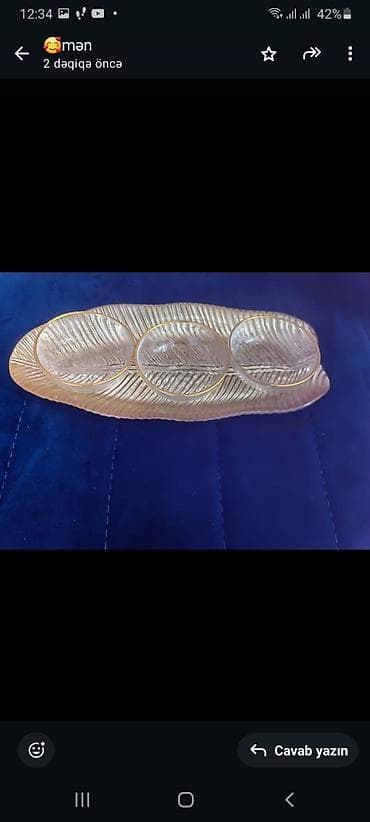 Дом и сад: Qızılı rəngdə yarpaq formalı servis dəsti - Dəst: 1 ədəd iri yarpaq — 1